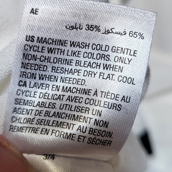 INC International Concepts White and Black Relaxed Short Sleeve Blouse - Size XL - Picture 6 of 6